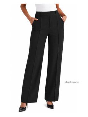 Women's Wide Leg Dress Pants High Waisted Stretch Pull On Work Slacks with